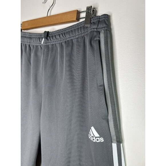 Adidas Drawstring Track Pants Mens Gray Stripes Zipper Pockets Size Large - Picture 12 of 15
